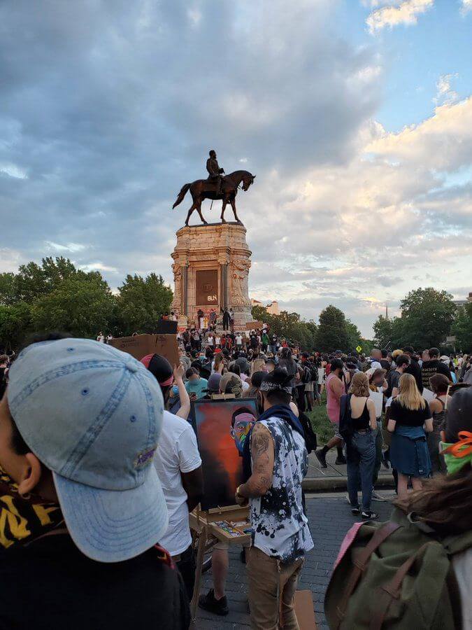 Peaceful protest at Monument Ave